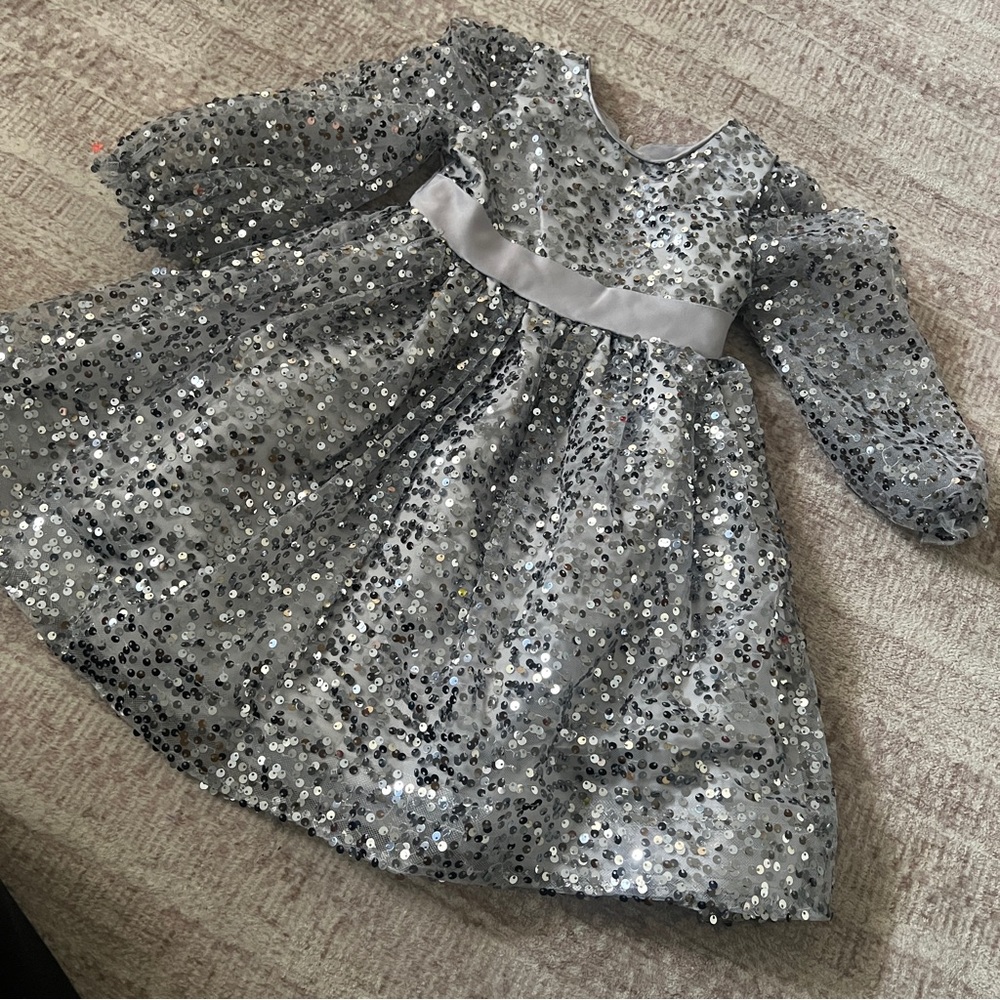 Sparkling Silver Sequin Dress